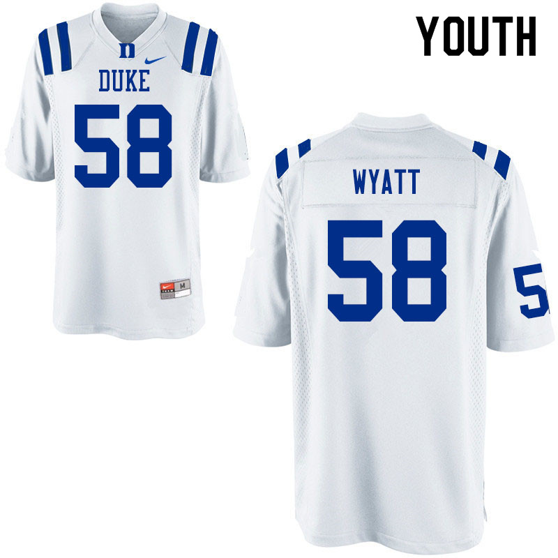 Youth #58 Ben Wyatt Duke Blue Devils College Football Jerseys Sale-White